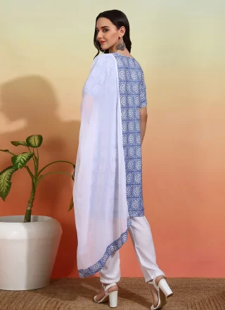 Pure Crepe Pant Style Suit In Aqua Blue Color