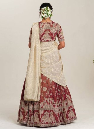Pure Crepe Readymade Lehenga Choli In Rust Color