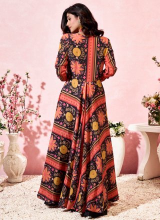 Pure Crepe Readymade Style In Multi Colour