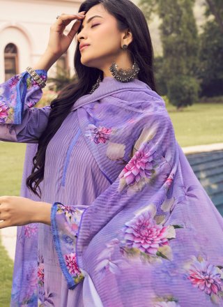 Pure Crepe Salwar Suit In Lavender Color