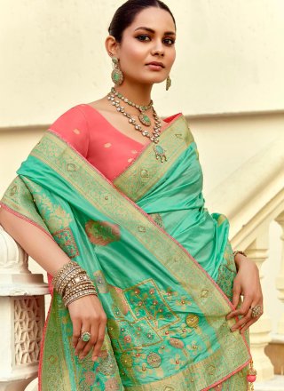 Pure Dola Classic Sari with Cut Dana, Moti, Weaving and Zari Work