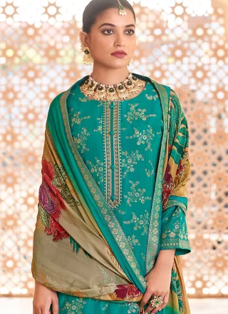 Pure Dola Salwar Suit with Embroidered and Jacquard Work