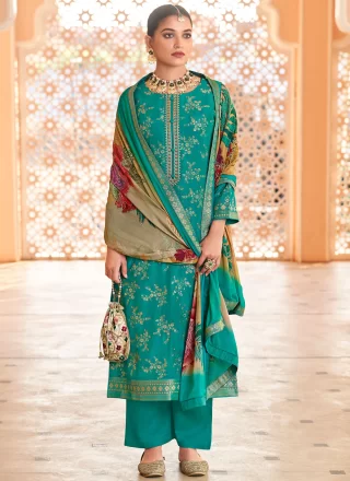 Pure Dola Salwar Suit with Embroidered and Jacquard Work