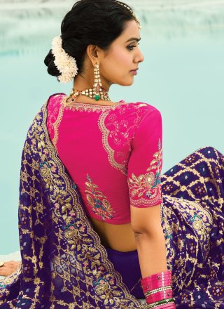 Pure Georgette Bandhej Saree In Purple