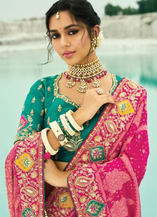 Pure Georgette Bandhej Saree In Rani