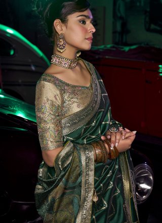 Pure Silk Trendy Saree In Green