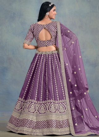 Purple Art Silk A - Line Lehenga Choli