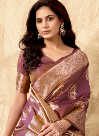 Purple Art Silk Designer Saree