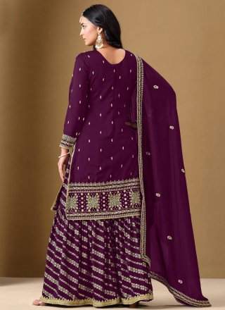 Purple Art Silk Salwar Suit
