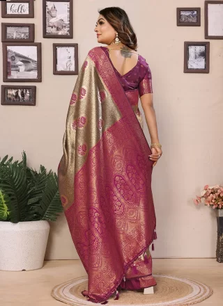 Purple Banarasi Silk Classic Saree