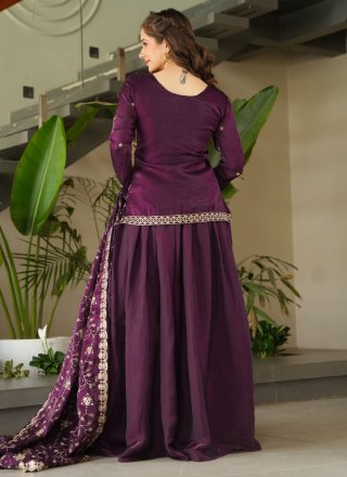 Purple Beads, Embroidered and Zari Work Fandy Salwar Suit