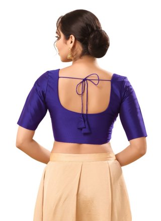 Purple Brocade Blouse In Plain for Festival
