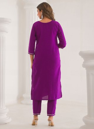 Purple Chanderi Readymade Salwar Suit with Embroidered and Sequins Work for Ceremonial