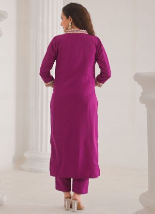 Purple Chanderi Salwar Suit with Embroidered Work for Ceremonial