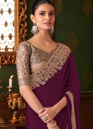 Purple Chiffon Classic Sari