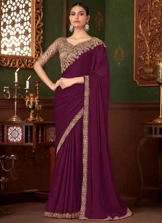 Purple Chiffon Classic Sari