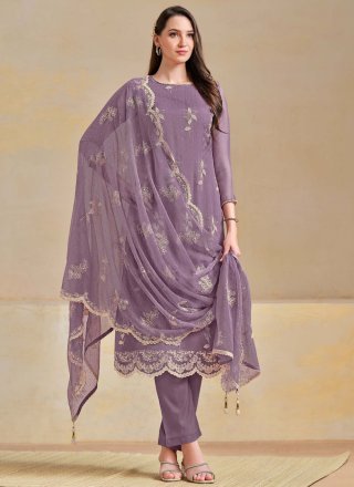 Purple Chiffon Salwar Suit