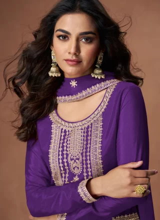 Purple Chinon Salwar Suit