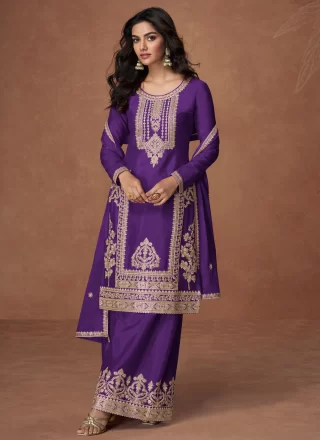 Purple Chinon Salwar Suit