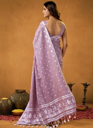 Purple Cotton Classic Saree