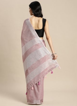 Purple Cotton Classic Saree with Woven Work