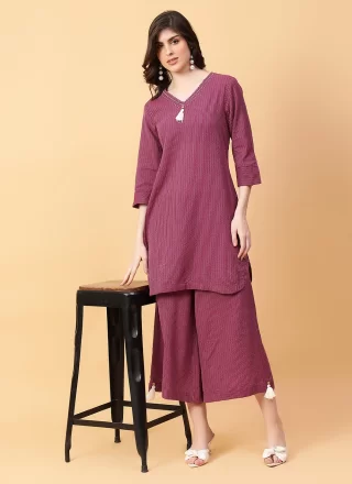 Purple Cotton Designer Kurti