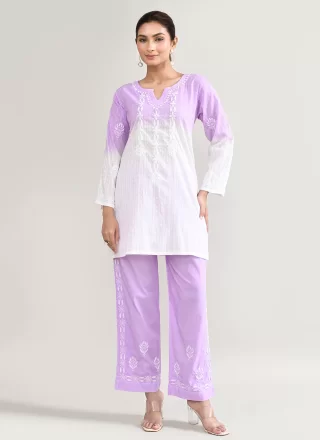 Purple Cotton Designer Kurti
