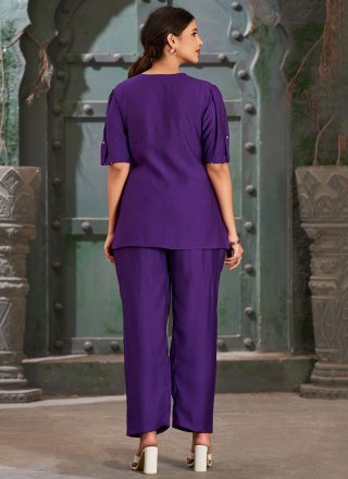 Purple Cotton Silk Designer Kurti