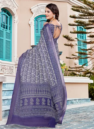 Purple Cotton Trendy Saree
