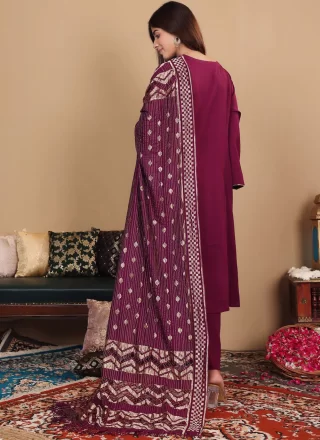 Purple Crepe Silk Anarkali Suit In Plain for Women