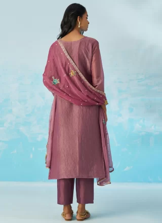 Purple Crush Pant Style Suit with Fancy Work