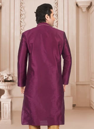 Purple Dupion Silk Kurta Pyjama
