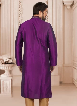 Purple Dupion Silk Kurta Pyjama