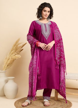 Purple Embroidered Work Silk Salwar Suit
