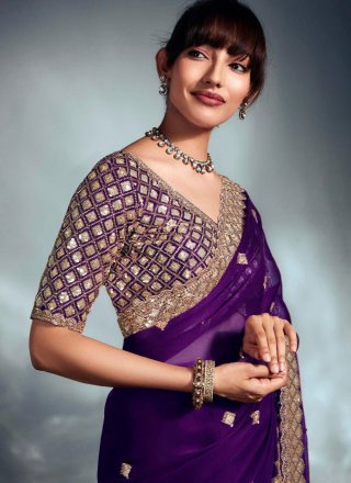 Purple Fancy Fabric Trendy Saree