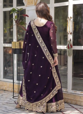 Purple Faux Georgette Gown