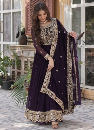 Purple Faux Georgette Gown