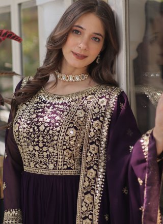 Purple Faux Georgette Gown