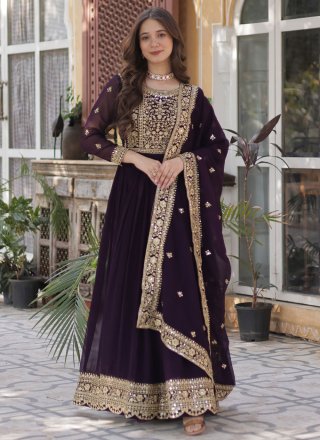 Purple Faux Georgette Gown