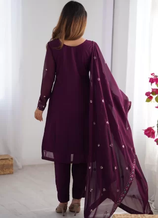 Purple Faux Georgette Salwar Suit