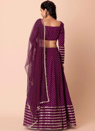 Purple Georgette A - Line Lehenga Choli