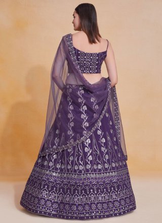 Purple Georgette A - Line Lehenga Choli