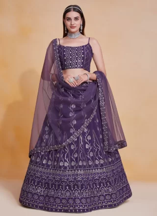 Purple Georgette A - Line Lehenga Choli