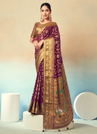 Purple Georgette Classic Saree