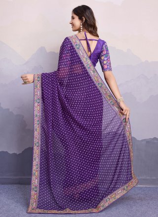 Purple Georgette Classic Saree