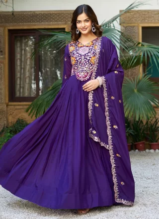 Purple Georgette  Designer Gown