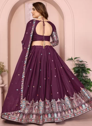 Purple Georgette Lehenga Choli with Embroidered and Zari Work