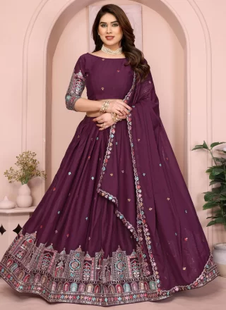 Purple Georgette Lehenga Choli with Embroidered and Zari Work