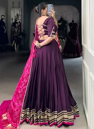 Purple Georgette Readymade Lehenga Choli with Lace Work
