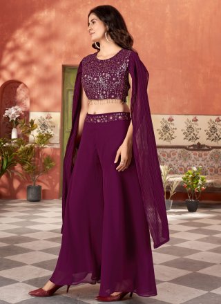Purple Georgette Readymade Salwar Suit